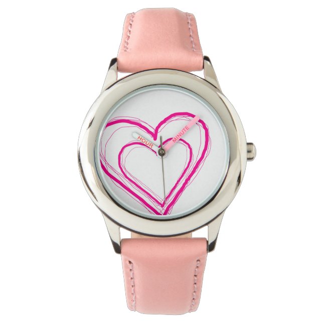 Rosa Heart Watch Armbandsur (Framsida)