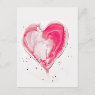 Rosa Heart Watercolor Vykort