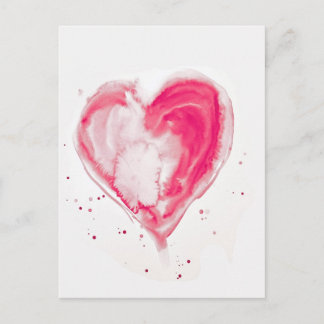 Rosa Heart Watercolor Vykort