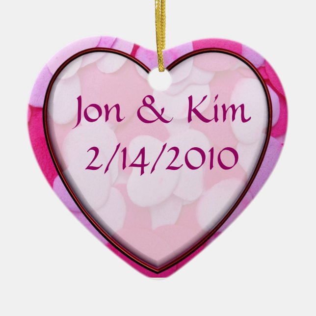 Rosa Heart Wedding Favor Ornament Gift (Framsidan)