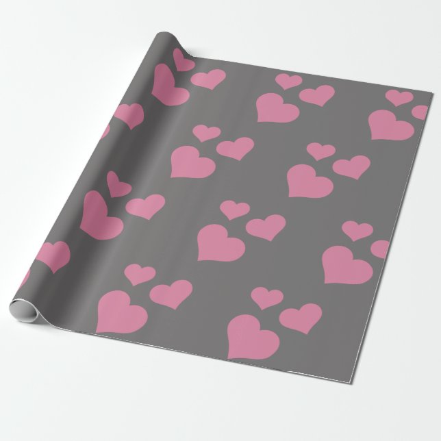 Rosa Heart Wrapping Papper Presentpapper (Utrullad)