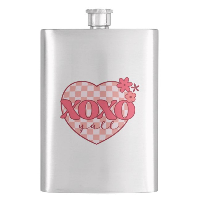 Rosa Heart Xoxo Hugs och Kisses Fickplunta (Framsidan)