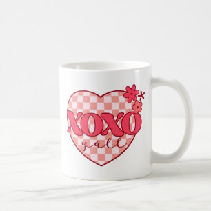 Rosa Heart Xoxo Hugs och Kisses Kaffemugg