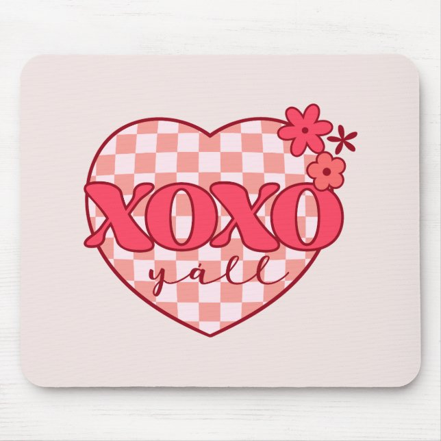 Rosa Heart Xoxo Hugs och Kisses Musmatta (Framsidan)