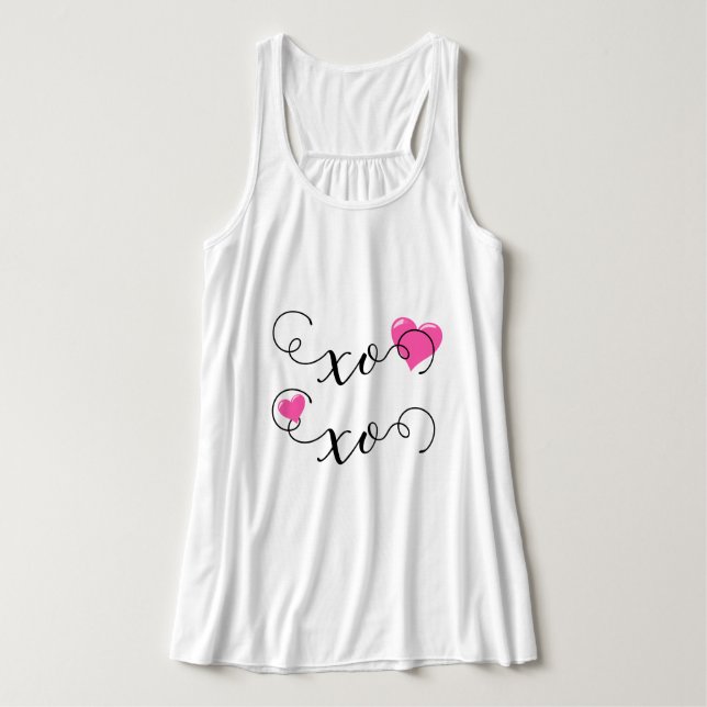 Rosa Heart XOXO Linne Med Racerback (Design framsida)