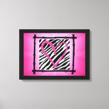 Rosa Heart Zebra tryck Wall Art