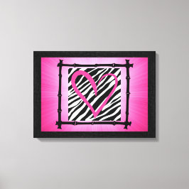 Rosa Heart Zebra tryck Wall Art