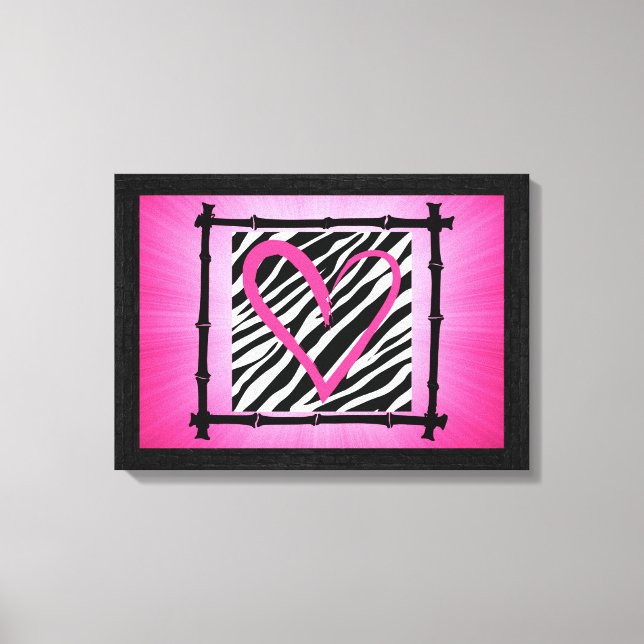 Rosa Heart Zebra tryck Wall Art (Framsida)