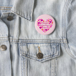Rosa Hearts Alla hjärtans dag Knapp