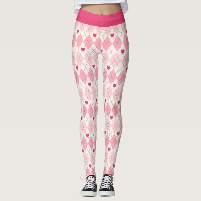 Rosa Hearts and Diamonds Leggings (Framsida)
