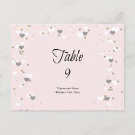 Rosa Hearts and Dots Bord Seatkort Vykort