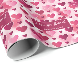 Rosa Hearts & Anpassningsbar I Kärlek You Text Val Presentpapper