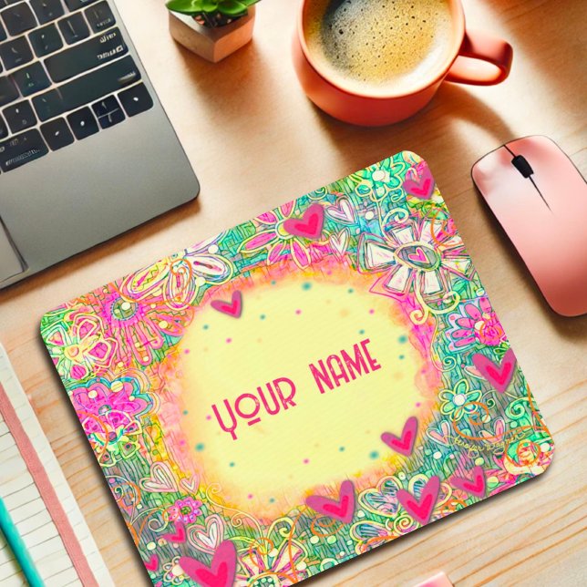 Rosa Hearts Anpassningsbar Inspiritivity Mousepad Musmatta (Skapare uppladdad)