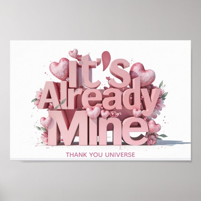 *~* Rosa Hearts Ap85 Law of Attraktion Manifesting Poster (Framsidan)