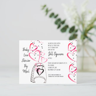 Rosa Hearts Baby Shower by Mail Inbjudan Postcard