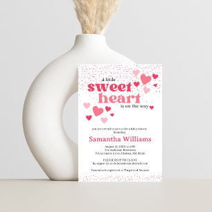Rosa Hearts Baby Shower-inbjudan Inbjudningar