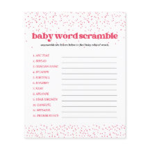 Rosa Hearts Baby Shower Ord Scramble Game