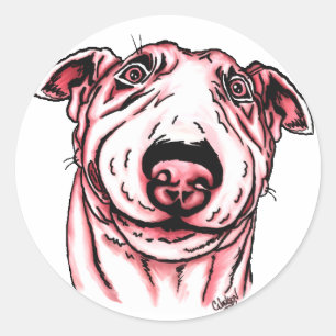 Rosa Hearts Bull Terrier Valentine Day Runt Klistermärke