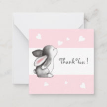 Rosa Hearts Bunny Tackkort-kort