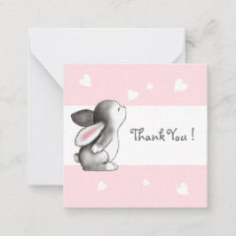 Rosa Hearts Bunny Tackkort-kort Anteckningskort