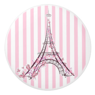 Rosa Hearts & Butterflies Paris Eiffel Torn Girls Knopp