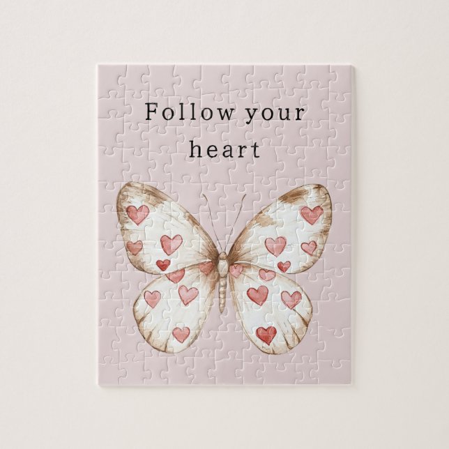 Rosa Hearts Butterfly Pussel (Vertikal)