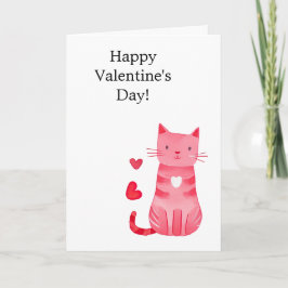 Rosa Hearts Cat Kort