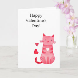 Rosa Hearts Cat Kort