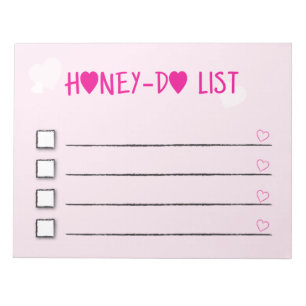 Rosa Hearts Checklist för honung Do List Make Anteckningsblock