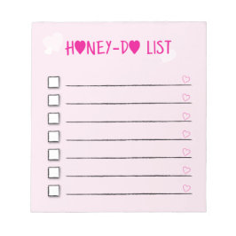 Rosa Hearts Checklist för honung Do List Make Anteckningsblock