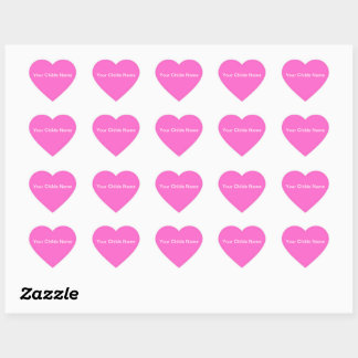 Rosa Hearts Customized Name Stickers Hjärtformat Klistermärke