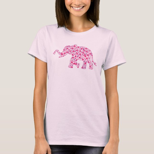 Rosa Hearts Elephant T Shirt (Framsida)