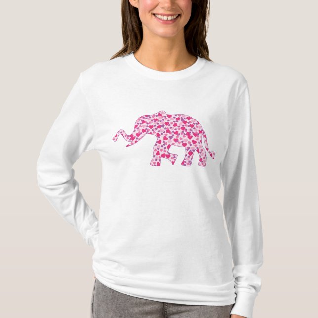 Rosa Hearts Elephant T Shirt (Framsida)