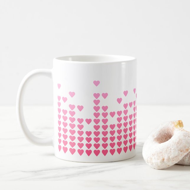 Rosa Hearts Equalizer Music Geek Kaffemugg (Med munk)