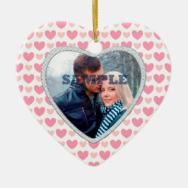 Rosa Hearts Faux Diamond Valentine Photo Template Julgransprydnad Keramik