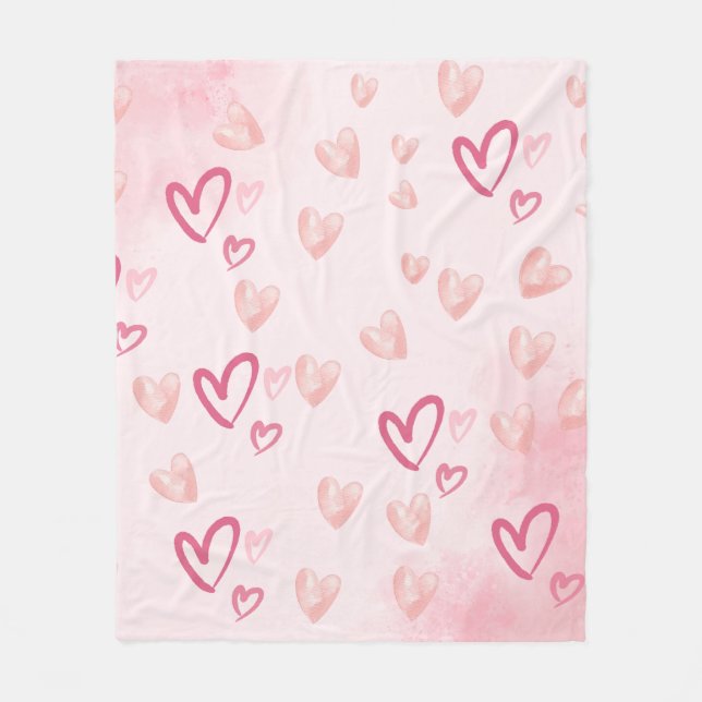 Rosa Hearts Fleecefilt (Framsidan)