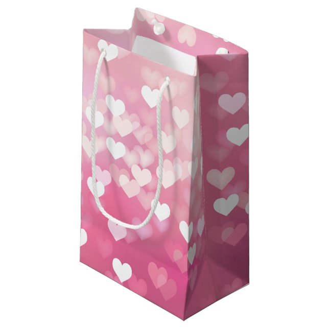 Rosa Hearts Gift Bag - Glossy (Framsidan Vinklad)