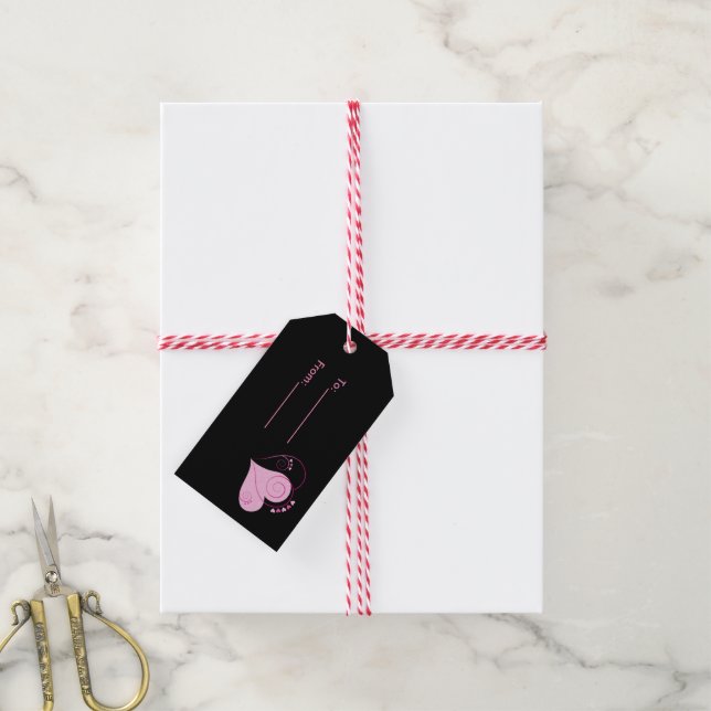 Rosa Hearts Gift-Märkre Presentetikett (Med Snöre)