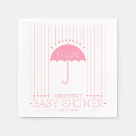 Rosa Hearts Girl Baby Shower Party Pappersservett