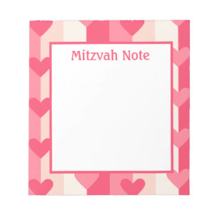 Rosa Hearts Girls Mitzvah Notes Anteckningsblock