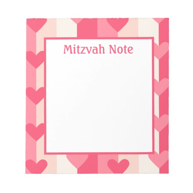 Rosa Hearts Girls Mitzvah Notes Anteckningsblock (Framsida)