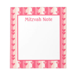 Rosa Hearts Girls Mitzvah Notes Anteckningsblock