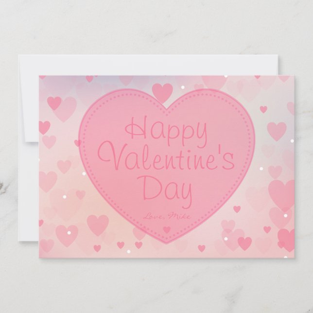 Rosa Hearts Glad Alla hjärtans dag-kort till henne Julkort (Framsida)