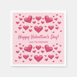 Rosa Hearts Glad Alla hjärtans dag och Anpassnings Pappersservett