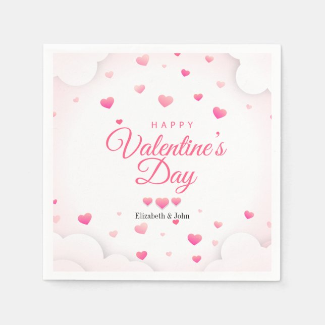 Rosa Hearts Glad Alla hjärtans dag Pappersservett (Framsidan)