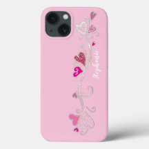 Rosa Hearts Glitter Girly Girl