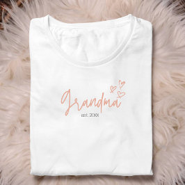 Rosa Hearts Grandma Establi/ År T-Shirt