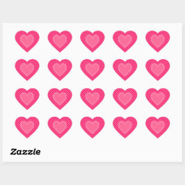 Rosa Hearts Hjärtformat Klistermärke