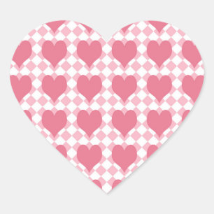 Rosa Hearts Hjärtformat Klistermärke