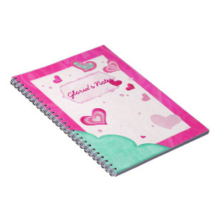 Rosa Hearts Jude PERSONLIG DIARY JOUNRAL Anteckningsbok Med Spiral